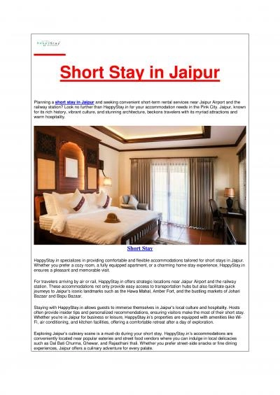 Short Stay in Jaipur