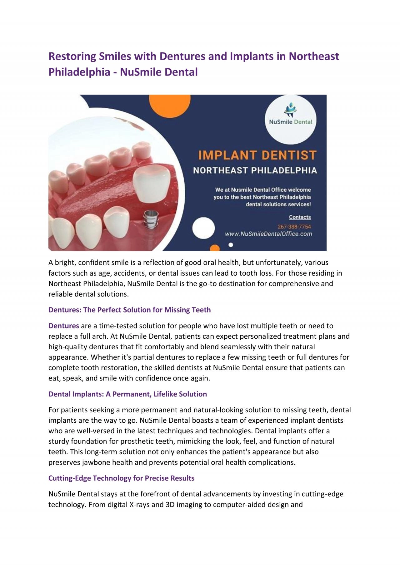 PDF-Restoring Smiles with Dentures and Implants in Northeast Philadelphia - NuSmile Dental