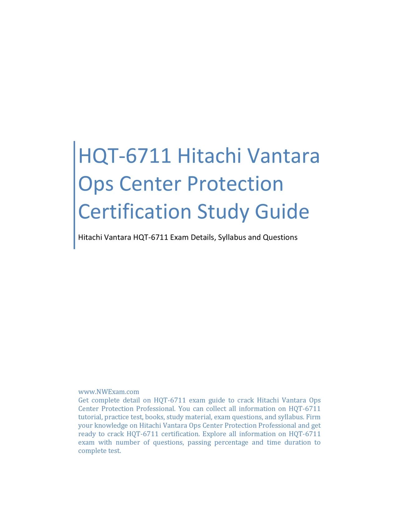 PDF-HQT-6711 Hitachi Vantara Ops Center Protection Certification Study Guide