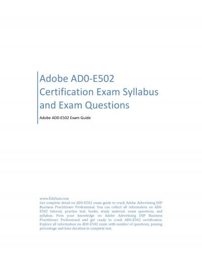 Adobe AD0-E502 Certification Exam Syllabus and Exam Questions