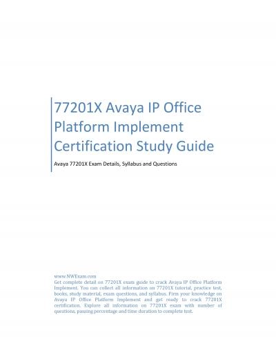 77201X Avaya IP Office Platform Implement Certification Study Guide