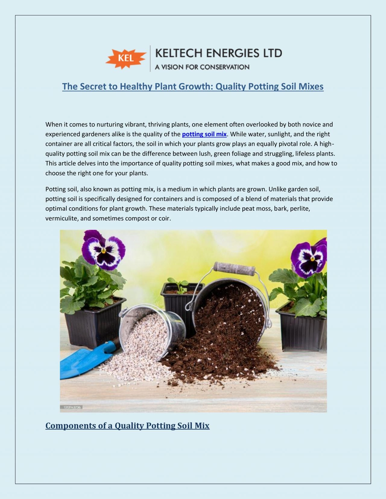 PDF-The Secret to Healthy Plant Growth: Quality Potting Soil Mixes