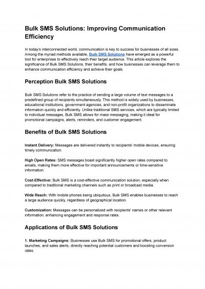 Bulk Sms Solutions