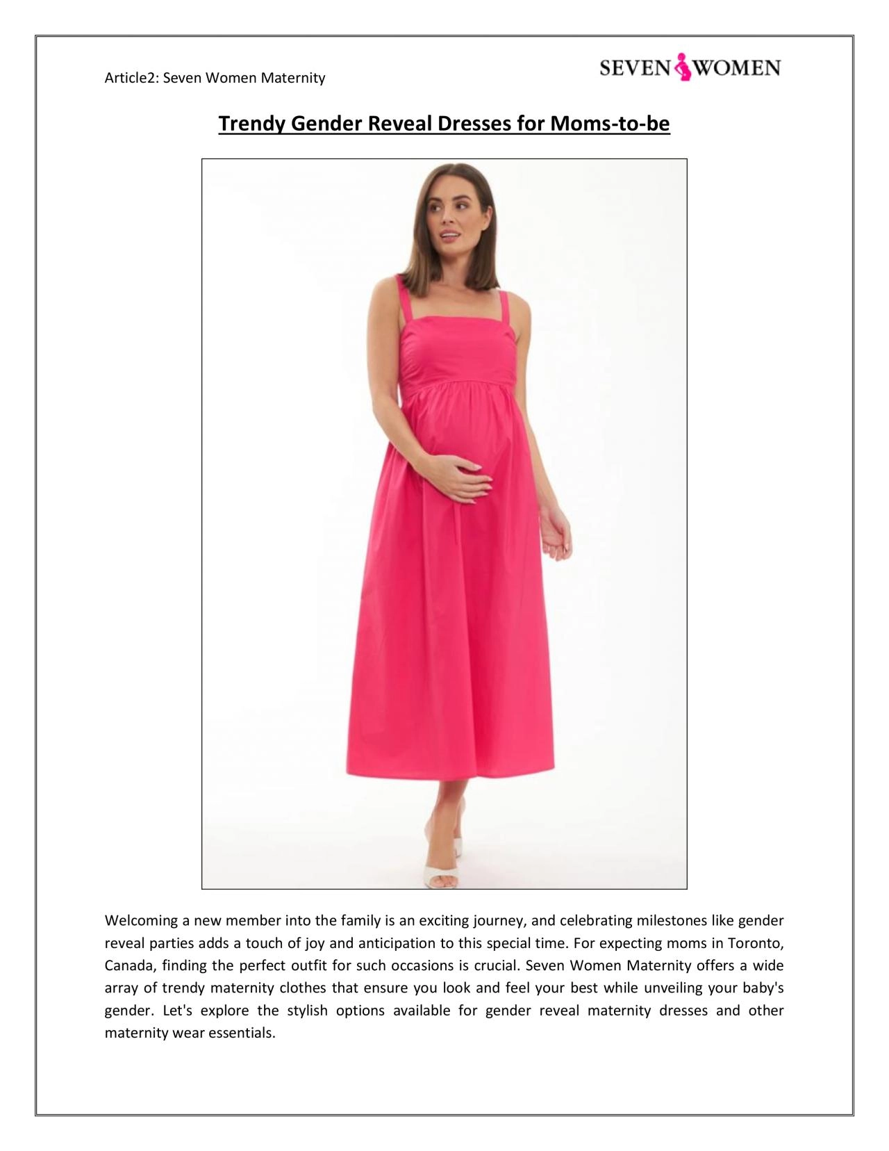 PDF-Trendy Gender Reveal Dresses for Moms-to-be | Seven Women Maternity