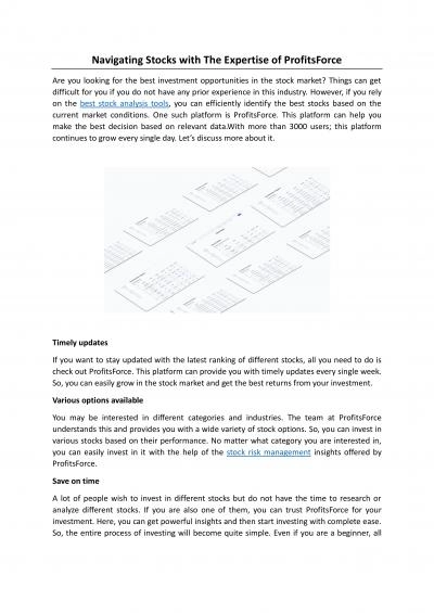 Navigating Stocks with The Expertise of ProfitsForce