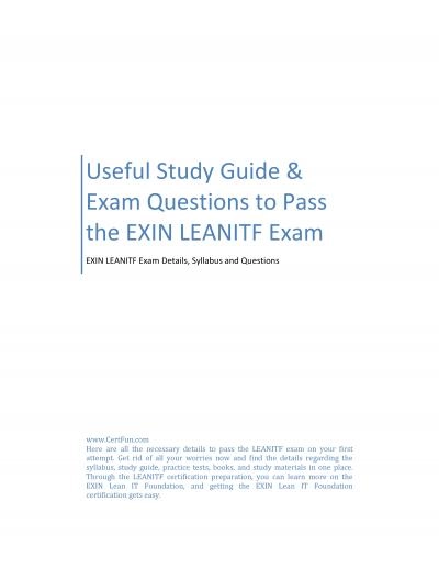 Useful Study Guide & Exam Questions to Pass the EXIN LEANITF Exam