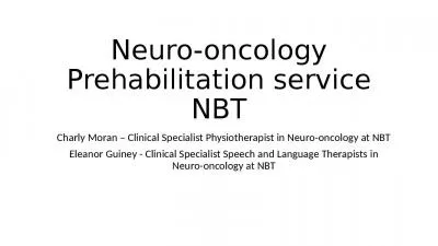 Neuro-oncology  Prehabilitation