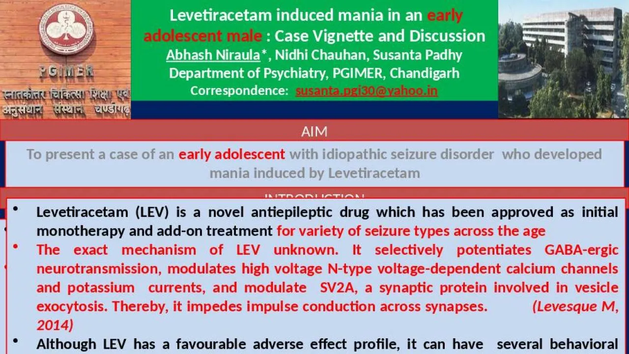 PPT-Levetiracetam induced mania in an