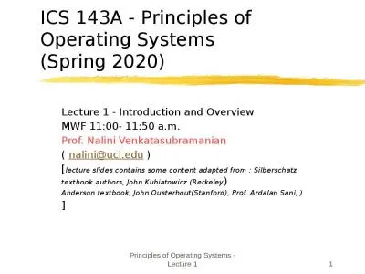 Principles of Operating Systems - Lecture 1