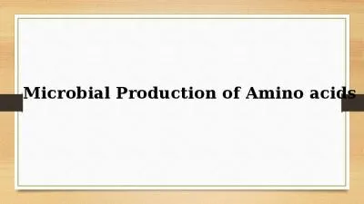 Microbial Production of Amino acids