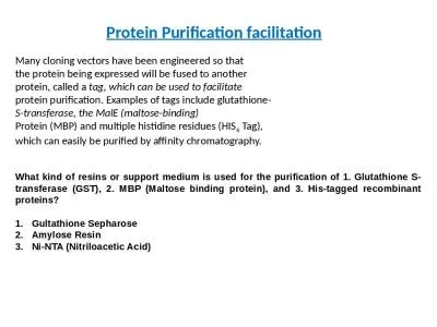 Protein Purification facilitation