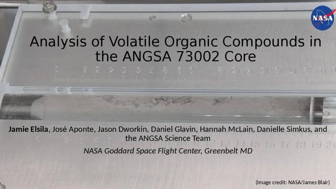 PPT-Analysis of Volatile Organic Compounds in the ANGSA 73002 Core