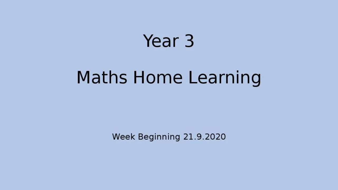 PPT-Year 3 Maths Home Learning