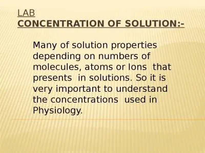 Lab Concentration of Solution:-