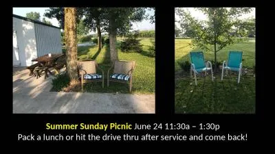 Summer Sunday Picnic  June 24 11:30a – 1:30p