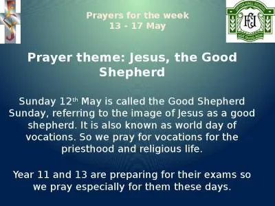 Prayers for the week 13 - 17 May