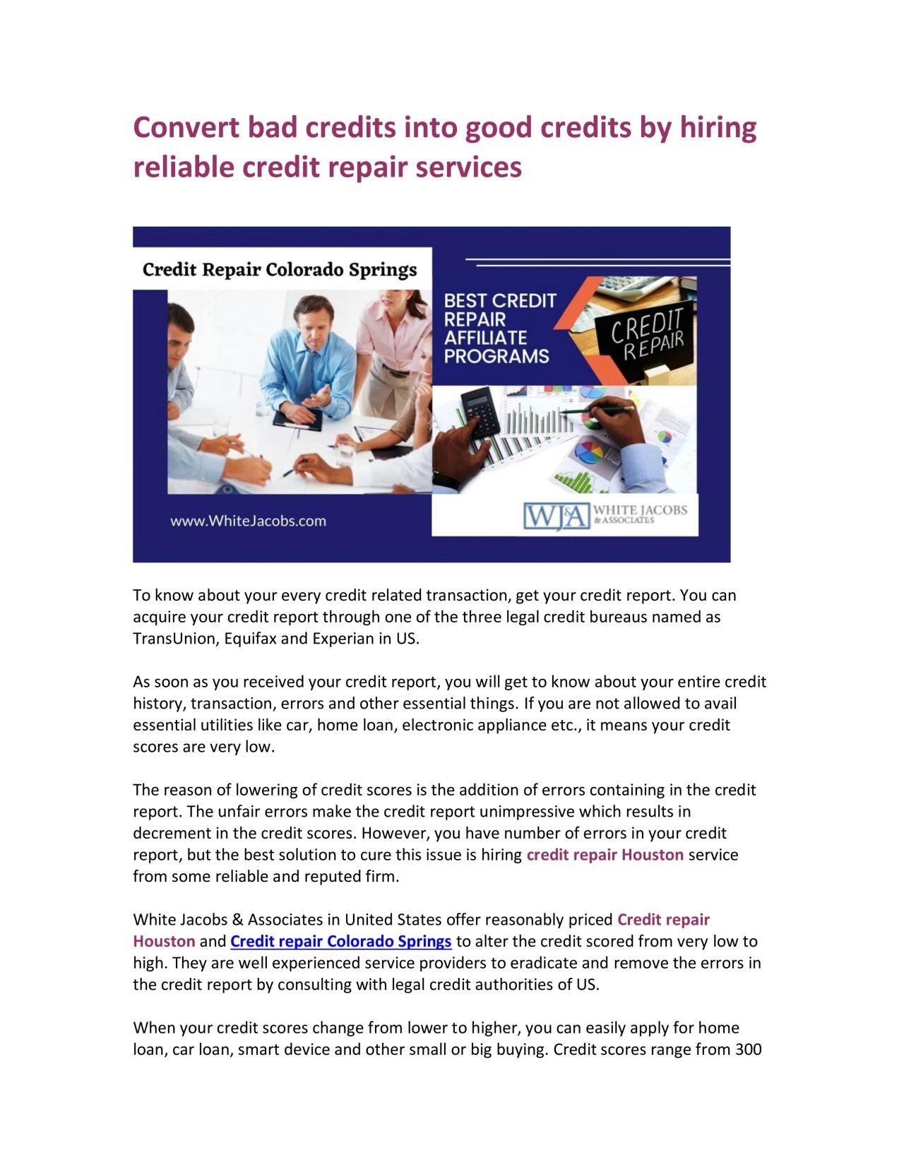 PDF-Convert bad credits into good credits by hiring reliable credit repair services