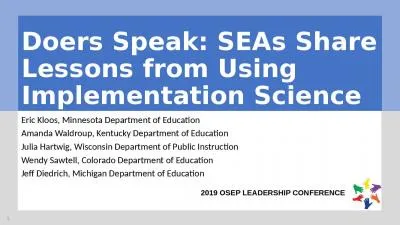 Doers Speak: SEAs Share Lessons from Using Implementation Science