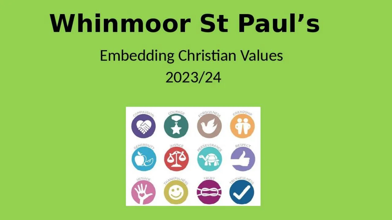 PPT-Whinmoor St Paul’s Embedding Christian Values