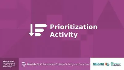 Prioritization Activity Agenda Item