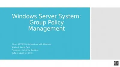 Windows Server System: Group Policy Management