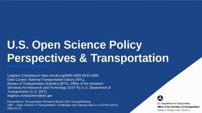 U.S. Open Science Policy Perspectives & Transportation