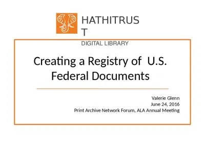 Creating a Registry of  U.S. Federal Documents