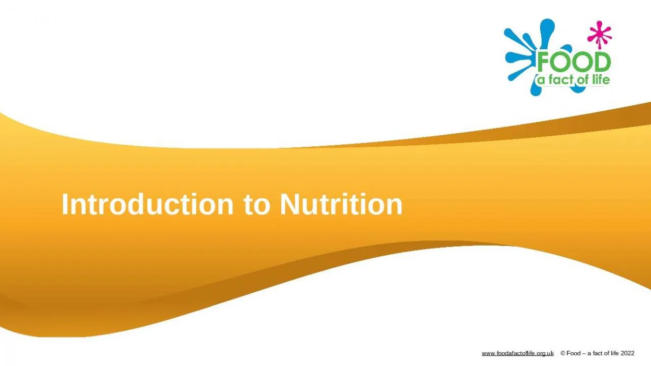 PPT-Introduction to Nutrition