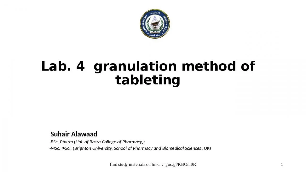 PPT-Lab. 4 granulation method of tableting