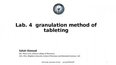 Lab. 4  granulation  method of tableting