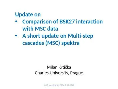 Update on Comparison of BSK27 interaction with MSC data