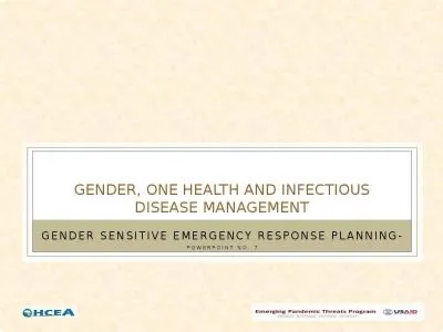 Gender, one health and infectious disease management