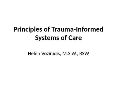 Principles of Trauma-Informed Systems of Care