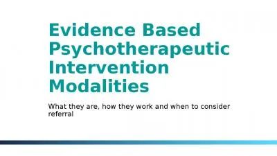 Evidence Based Psychotherapeutic