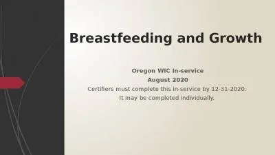 Oregon WIC In-service August 2020