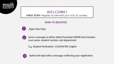 Welcome! FIRST STEP:  Register to vote with your UVIC ID number.