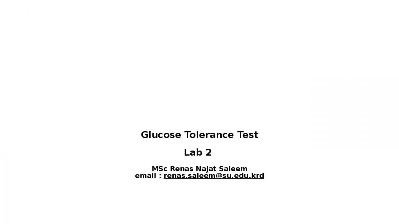 PPT-Glucose Tolerance Test Lab 2