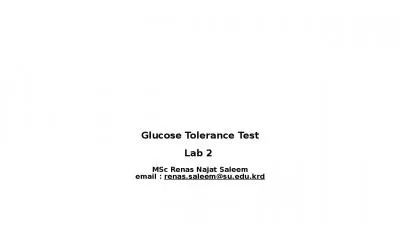 Glucose  Tolerance Test Lab 2