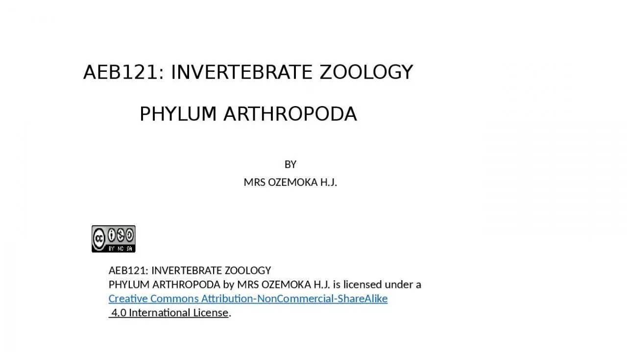 PPT-AEB121: INVERTEBRATE ZOOLOGY