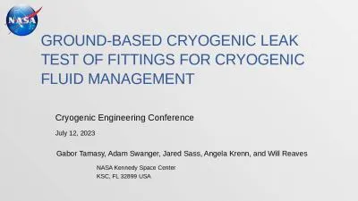 Ground-based cryogenic leak test of fittings for cryogenic fluid management