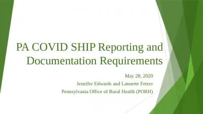 PA COVID SHIP Reporting and Documentation Requirements