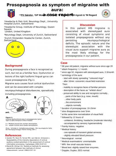 Prosopagnosia as symptom of migraine with aura: