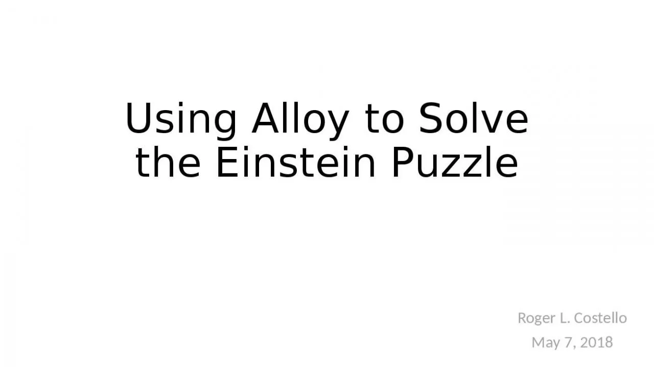 PPT-Using Alloy to Solve the Einstein Puzzle