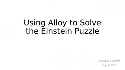 Using Alloy to Solve the Einstein Puzzle