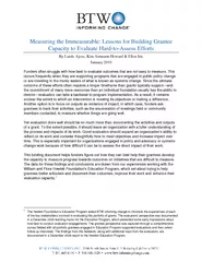 Measuring the Immeasurable: Lessons for Building Grantee Capacity t