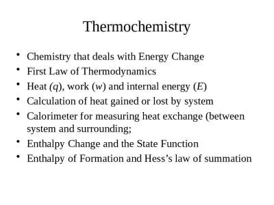 Thermochemistry Chemistry that deals with Energy