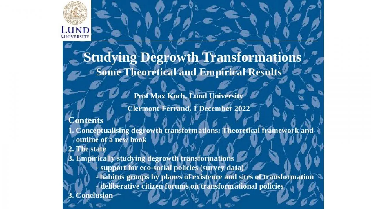 PPT-Studying Degrowth Transformations