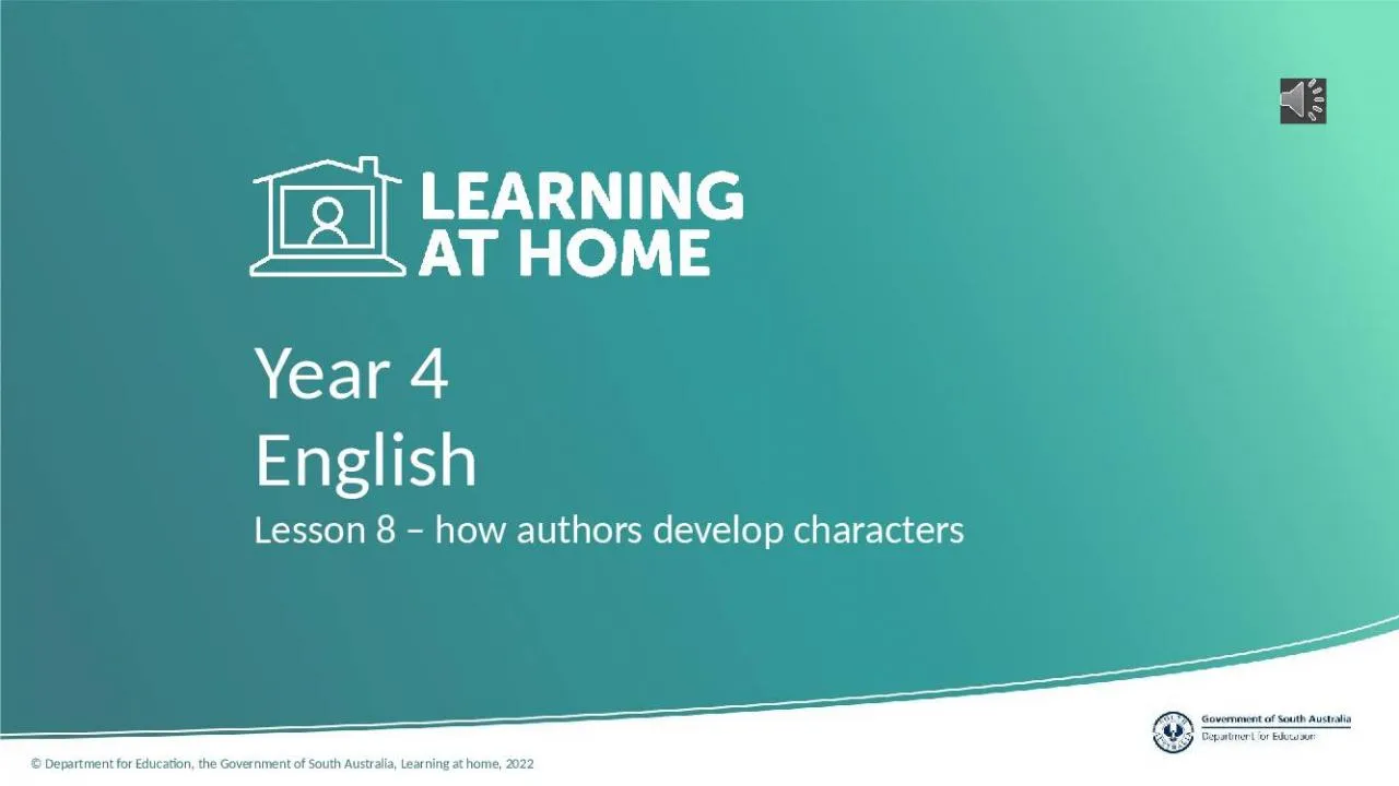 PPT-Year 4 Lesson 8 – how authors develop characters