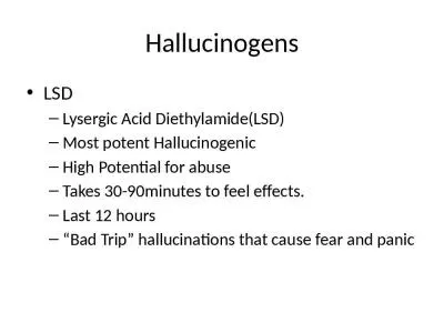 Hallucinogens LSD Lysergic Acid Diethylamide(LSD)