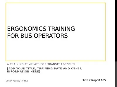 Ergonomics Training  for bus operators